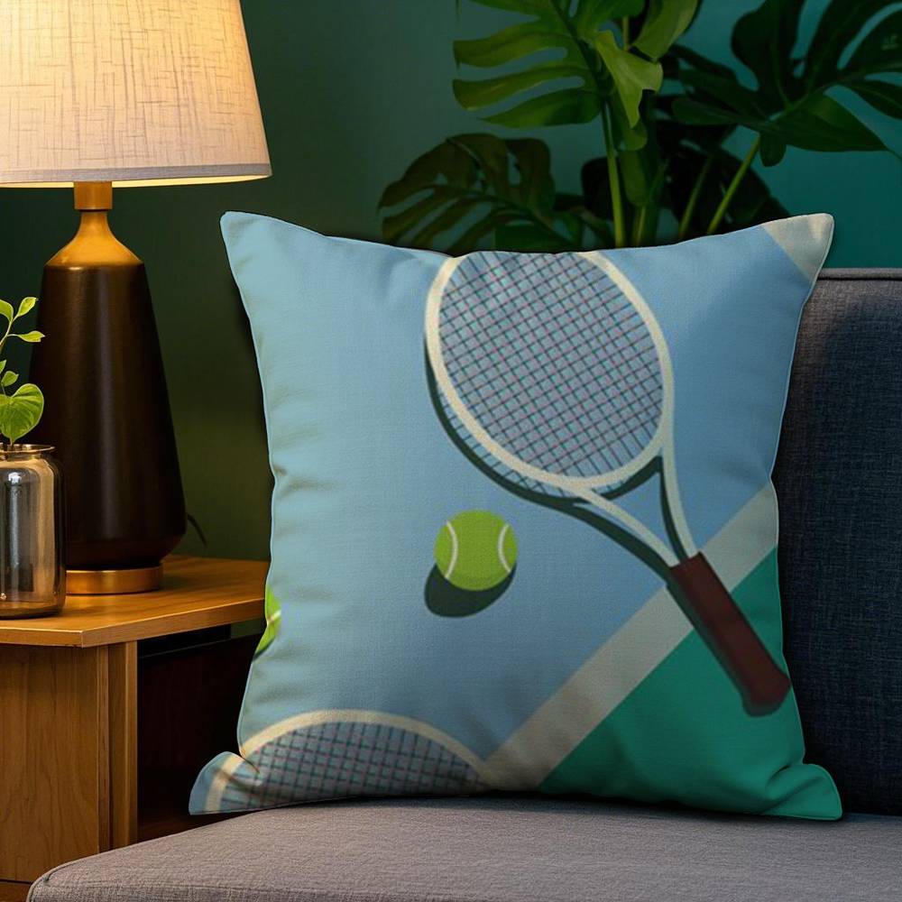 Love Tennis Art Pillow Case Plush Fabric Soft Double Sided Print Home Sofa High Quality Cushion Cover Throw