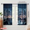 2pcs,2D plane printing Curtains Roller Blinds Cityscape Reflection Versatile Polyester (without rod) Festive Use for Bedroom,