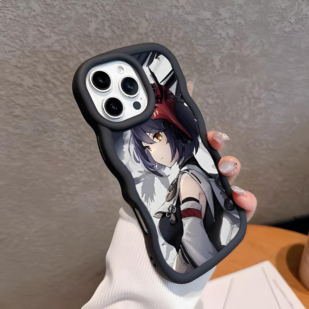 Game GI Kujou Sara Mobile Phone Case for iPhone 17 16 15 14 13 12 11 Air Pro Max Plus Wavy Edge TPU Colorful Cover Luxury Pretty