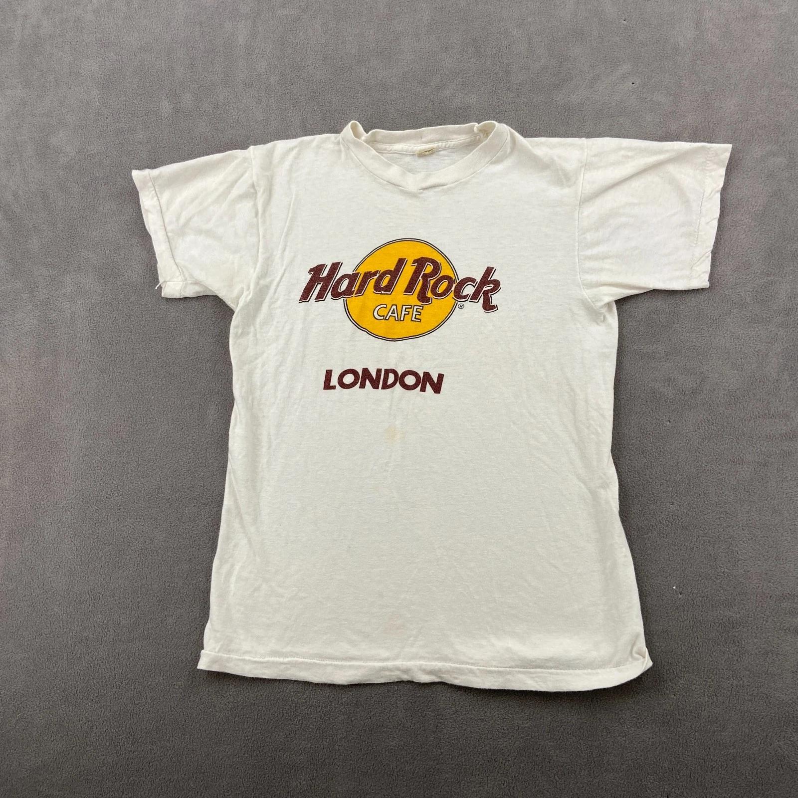 80s Hard Rock Cafe London T Shirt Sz M White Graphic Single Stitch Crew Neck 2XL