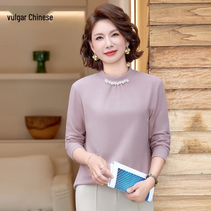 Yonghua 2025 Middle-Aged Women's Warm Fleece-Lined Long-Sleeve Top
