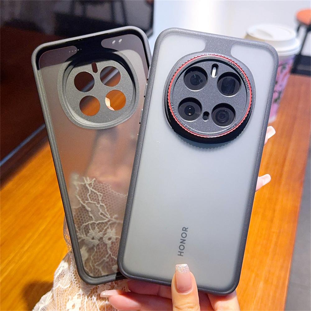 Husă Pentru Honor Magic7 Pro 5G Inel Lentilă Roșie Rezistentă la Șocuri TPU+PC Translucidă Acoperire Telefon