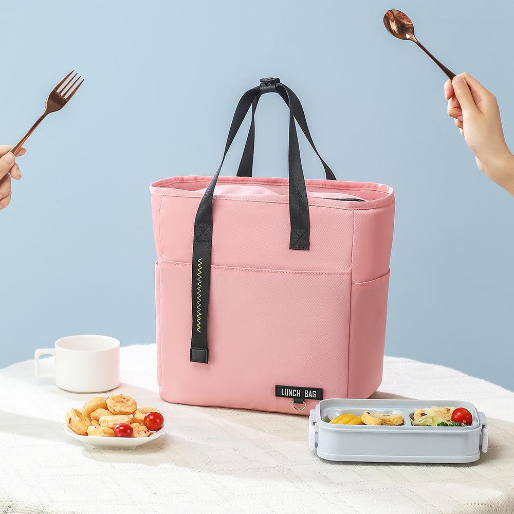 Student Lunch Box Bag - Handheld, Large Capacity, Insulated, Waterproof, for Picnics and Work.