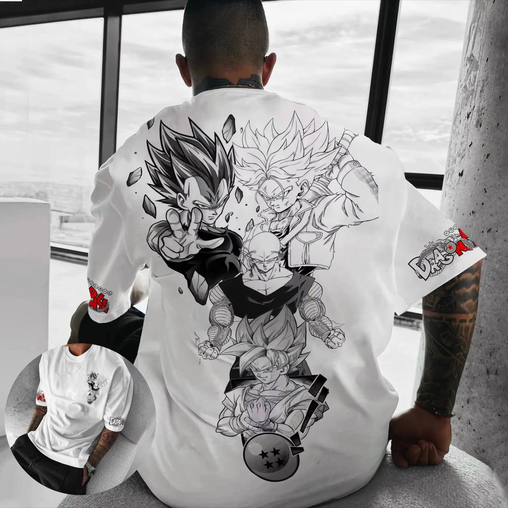 Anime Dragon Ball Printed T-shirt Men's Style 2026 Summer New Cotton Loose T-shirt Street Style Casual Short Sleeve