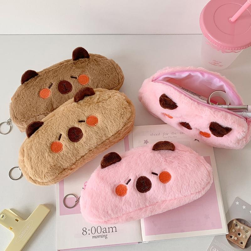 Cartoon Capybara Pen Bag Cute Pencil Case For Junior High School Students Desktop Storage Makeup Bag