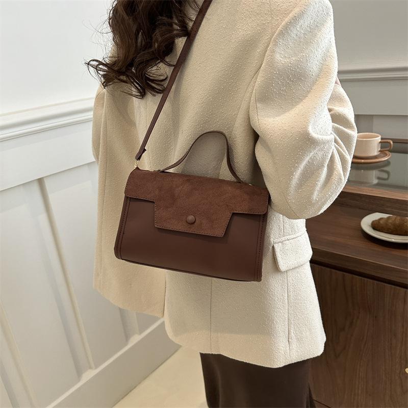 Retro Matte Handbag  New Spring Fashion Solid-color Shoulder Bag  Patchwork Handbag  Textured Crossbody Bag
