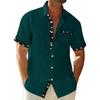 Herren Freizeit Hemd mit Knöpfen, Tasche, kurzen Ärmeln und Reverskragen