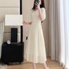 Elegant Mid-Length Chiffon Dress - Summer 2025, Round Neck, Slimming, Flattering Fit