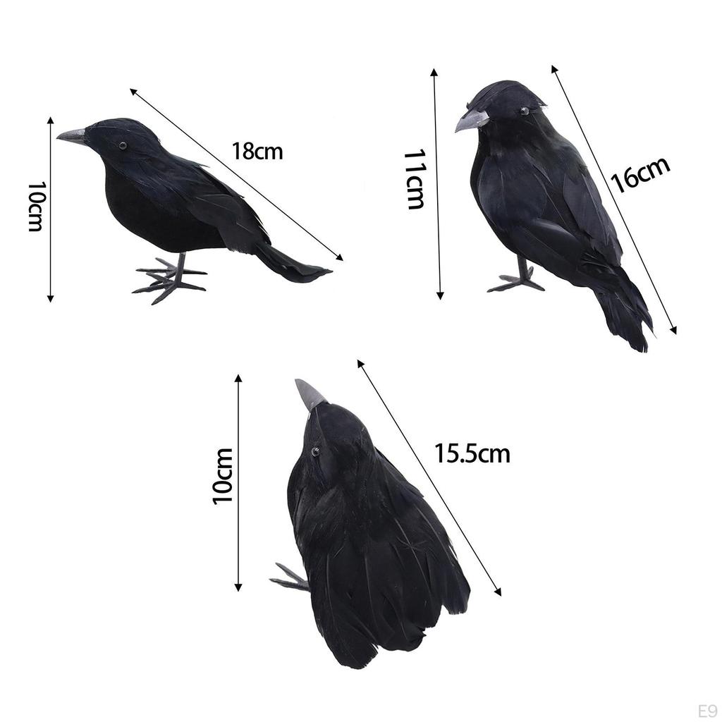 Halloween Bird Decor with Artificial Crows for Garden and Party