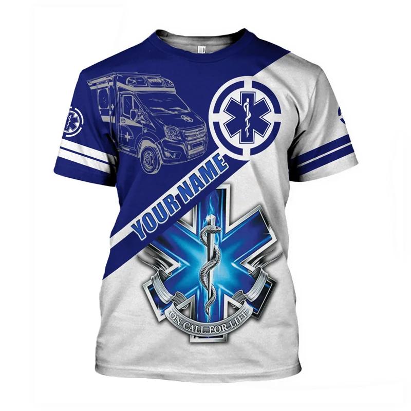 

2025 New Custom Name Cosplay EMS Tee Paramedic EMT Worker Retro T Shirts Retro 3D Printed Casual Vintage T-Shirt Short Sleeves 6XL