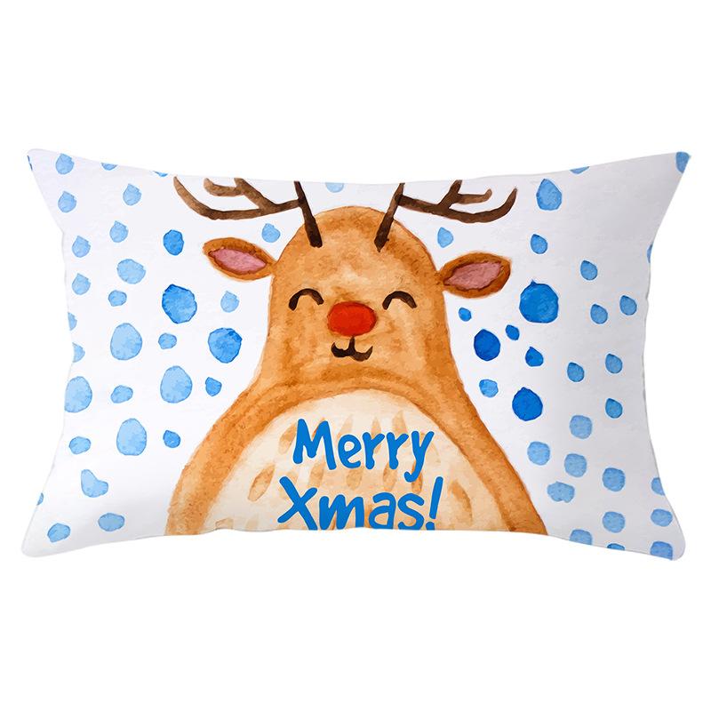 Simple Cartoon Print Series Christmas Waist Pillowcase Peach Skin Printed Pillowcase Home
