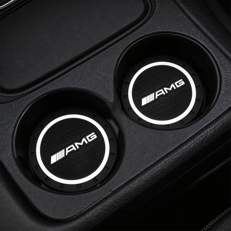 For Benz S-W222Pcs Premium Silicone AMG Car Water Cup Holder Coaster Anti-Slip Mats For Mercedes Benz W213 W204 W205 W177 GLC Auto Accessories
