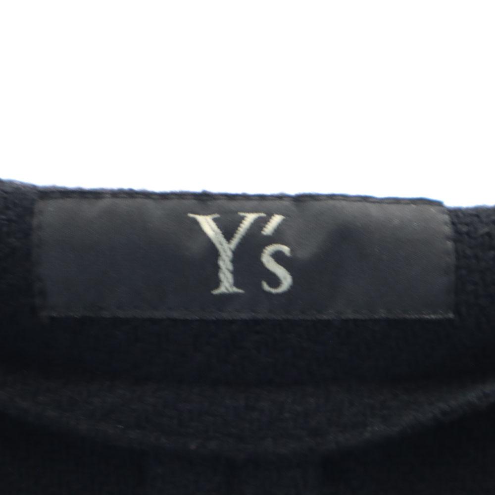Y's Wool Long Sleeve Fringe Poncho 1 Black Coat Women Used