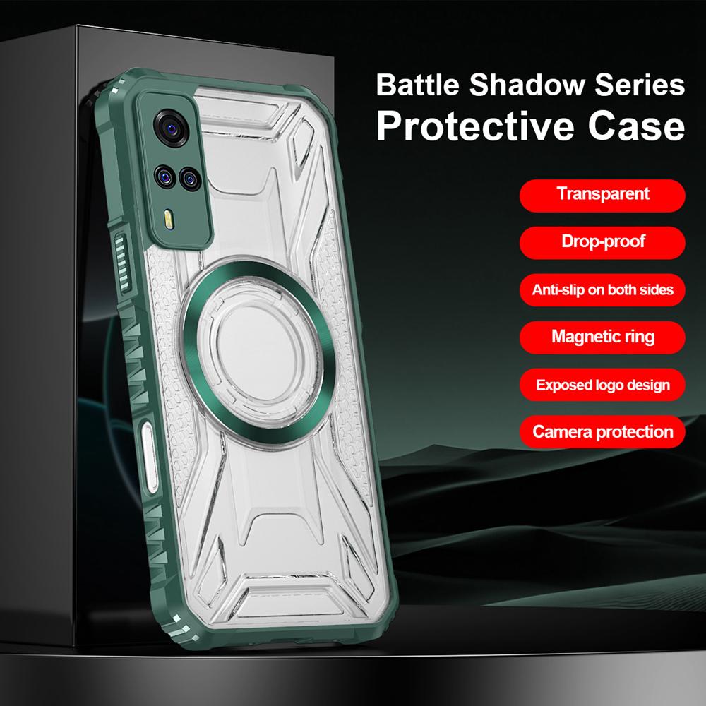 KEYSION Transparente magnetische Hülle für VIVO V29 5G Weiches Silikon+PC Robuste stoßfeste Handy-Rückseite für für VIVO V29 5G