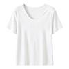 Women's Short Sleeve Top V Neck Casual Loose Fit Ice Silk Ribbed T-Shirt Solid Color Daily Wear Blouse