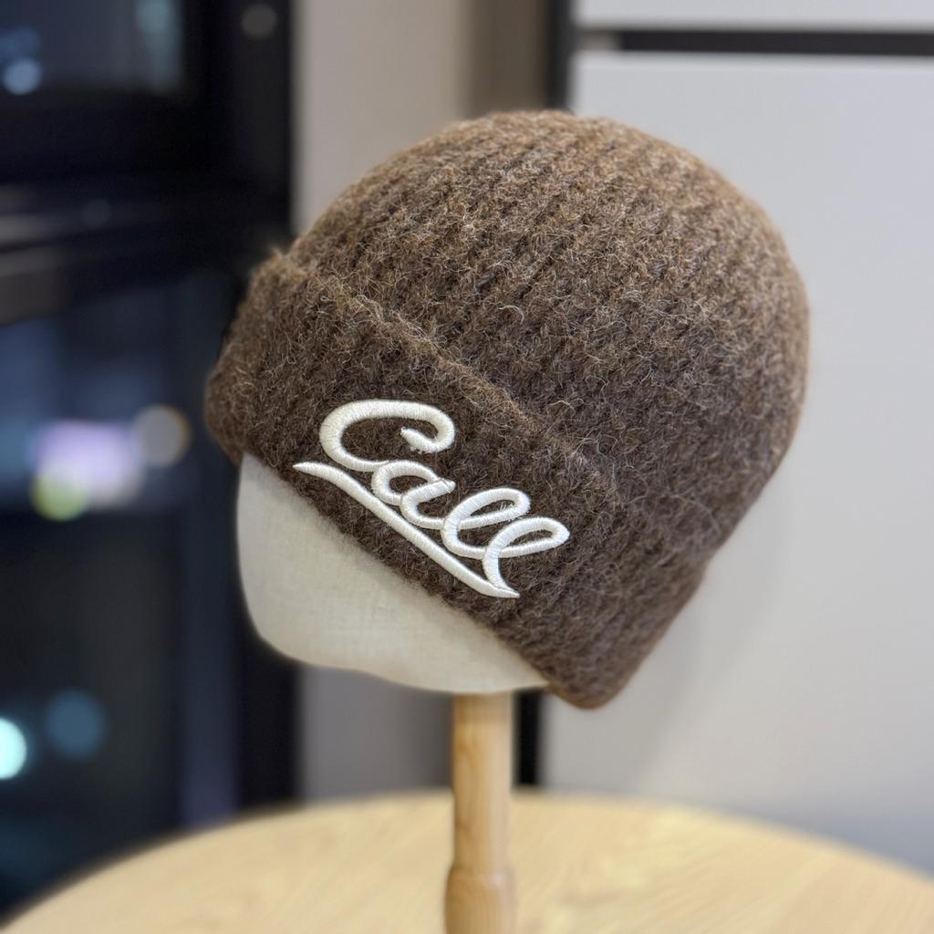 New Embroidered Letter Knitted Hat for Women Autumn and Winter Street Warm Woolen Hat for Students Thickened Ear Protection Hood Cold Hat