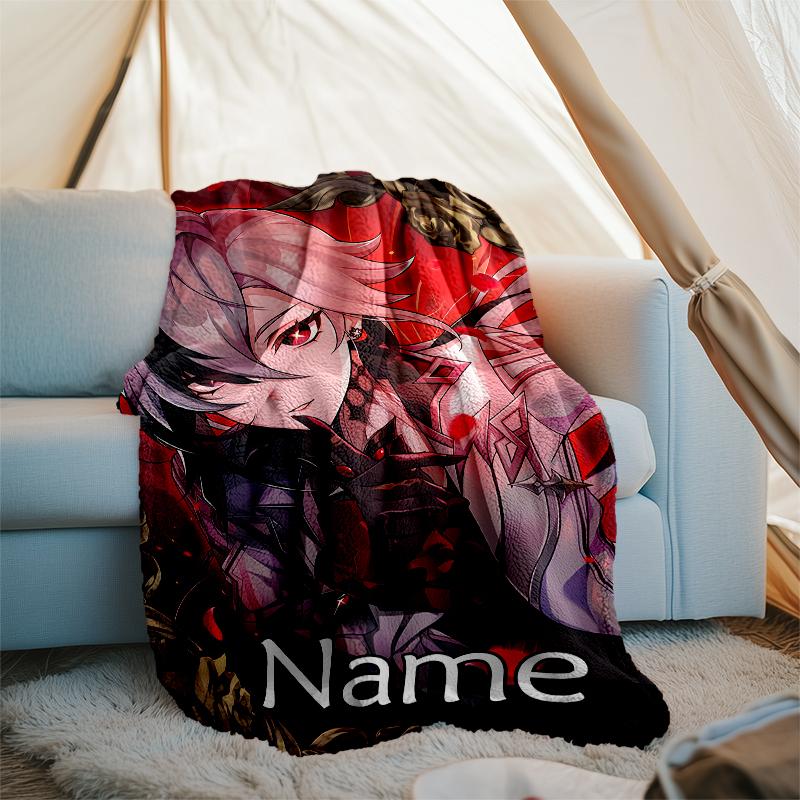 Pătură Personalizată cu Nume - Design cu Personaje Genshin Impact, Pătură pentru Canapea, Pat, Călătorii, Camping - Moale și Călduroasă, Cadou Minunat