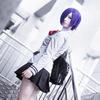 3 STK Anime Tokyo Ghoul Touka Kirishima Cosplay-kostyme Skolejenteuniform Lilla parykk Kvinner Halloween Karnevaldrakt Skjørtsett