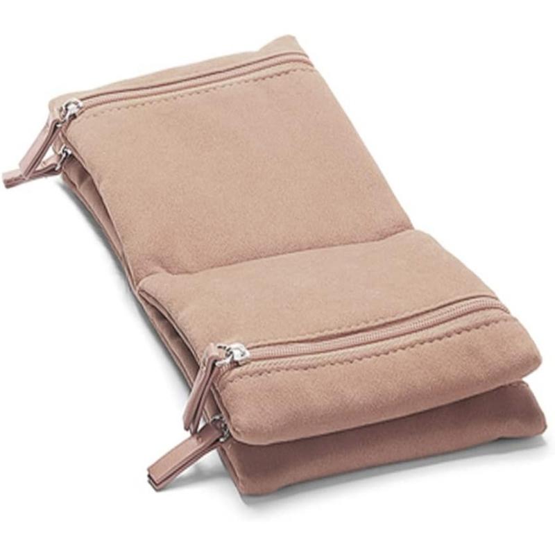 Travels Jewelry Organizers for Women Necklace Holder and Earrings Storage Bag In Pink for Fashionable Travelersr