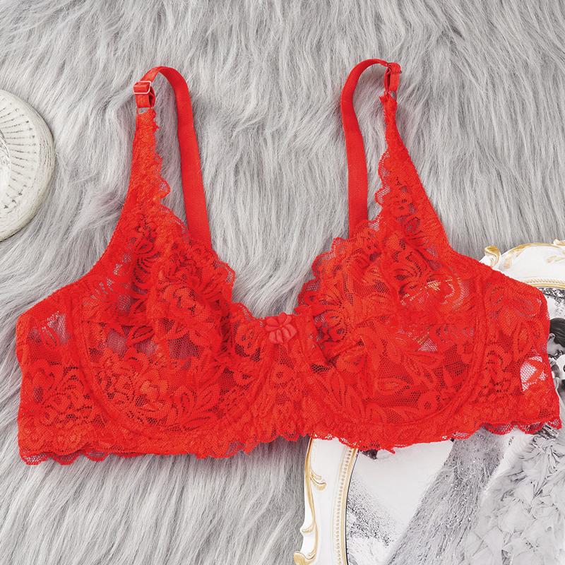 Europa und die Vereinigten Staaten Dünne Einschicht Sexy BH Volle Spitze Stahlring Cottonless BH Einstellbare Big Yards BH