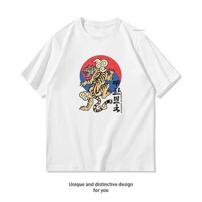 Old School Korean Tiger KPop Shirt Woman Man Summer Cotton Graphic T Shirts Classic Oneck Breathable Tops Tee Fashion