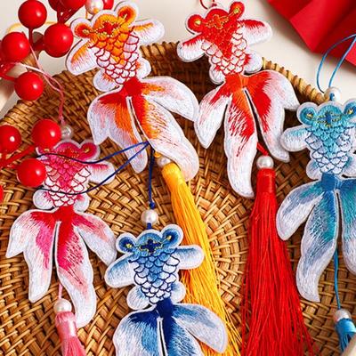 Ancient Style Chinese New Year Decoration Traditional with Tassel Hanging Koi Fish Pendant Hand Woven Lucky Symbol