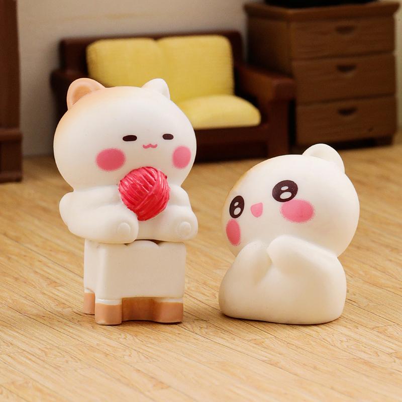 Cartoon Cute Happy Cat Ornaments Small Figurines Miniature Landscape Decoration Diy Home Desktop Children Accessories Gifts