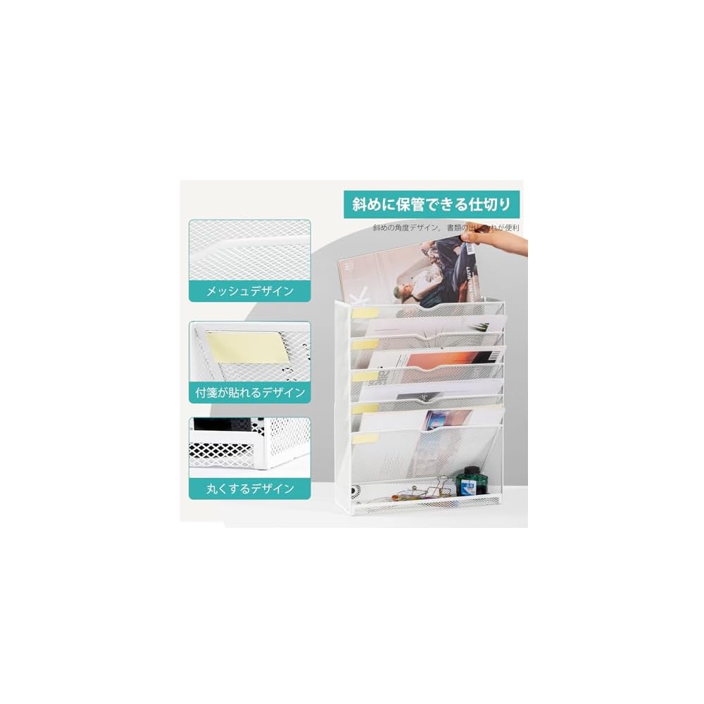 [Latest Upgraded Version] Magnetic File Rack, 6 Tiers, Wall-Mounted File Rack, Desktop Storage