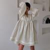 French Skirt Style Commuter V-neck Lantern Sleeve Loose Dress