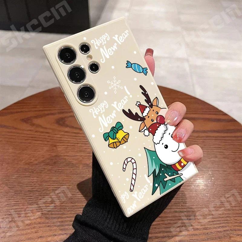 Christmas New Year Soft TPU Phone Case For Samsung Galaxy S24 Ultra S23 Plus S22 S20 FE A55 A54 A73 A72 A71 A51 A50 A35 A15Cover
