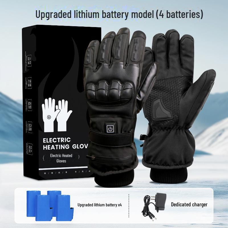 3.7V Electric Heated Winter Cycling Gloves - Thick, Windproof, and Warm.