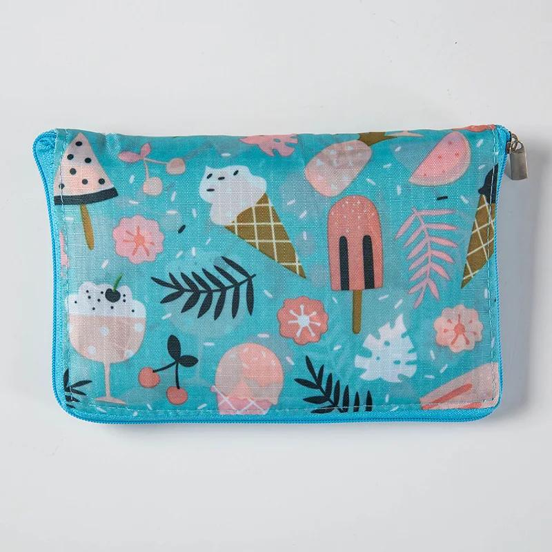 Waterproof Printing Reusable Shopping Bag Tote Bags Fashion Eco Friendly Shopping Bag Foldable Zipper Women's Handbags
