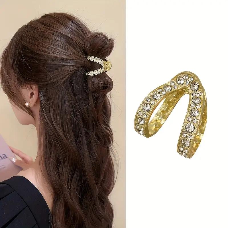 1PCS Elegant V-shaped Clip High Ponytail Fixed Artifact Shark Clip Ball Head Hollow Design Hairpin Female Hairpin Female