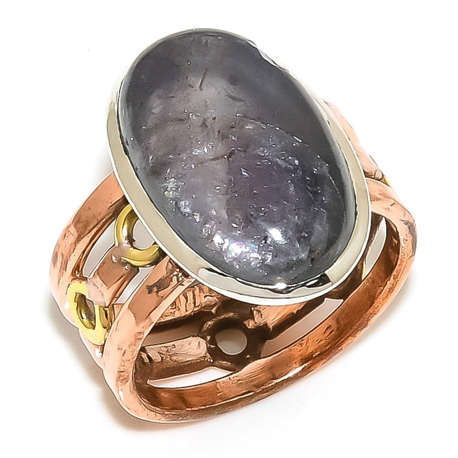 

Кольцо из стерлингового серебра 925 пробы с натуральным драгоценным камнем иолитом в двух тонах S.9 o9i64