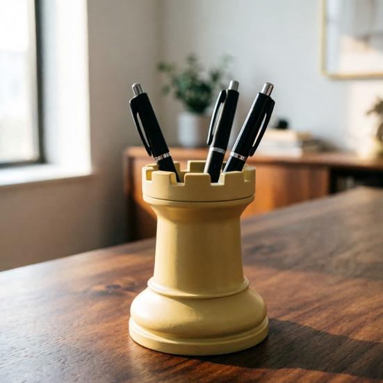 Chess Cart Pen Holder 3D Printed Chess Piece Desk Organizer Minimalist Makeup Brush Storage Cup for Home Office School Supplies