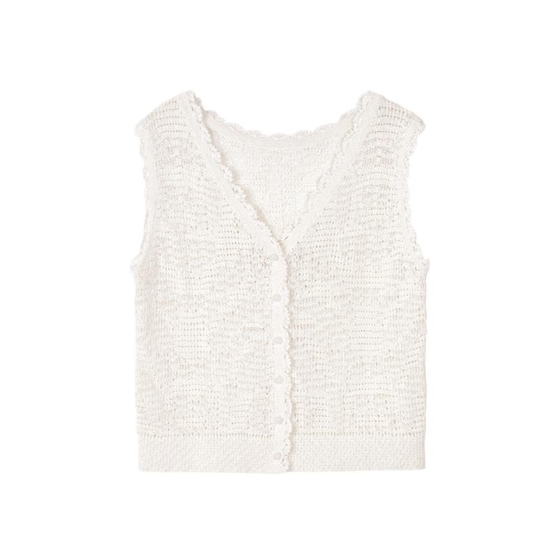 Lancy V-Neck Lace Knit Cardigan and Vest XL