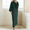 Vestido largo informal de manga larga holgado con cuello redondo para mujer