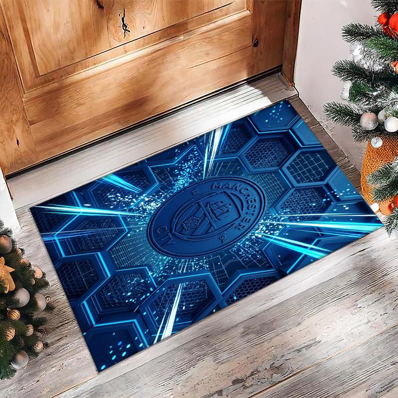 Manchester City Geprint Flanellen Vloerkleed Niet-Glijdend Zacht Polyester Vloerkleed Binnen Decoratie Mat voor Slaapkamer Woonkamer Bank