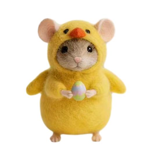

Felted Mouse Easter Mini Mouse Wool Mice Ornaments Handmade Figurine with Easter Egg/Chick for Tiered E