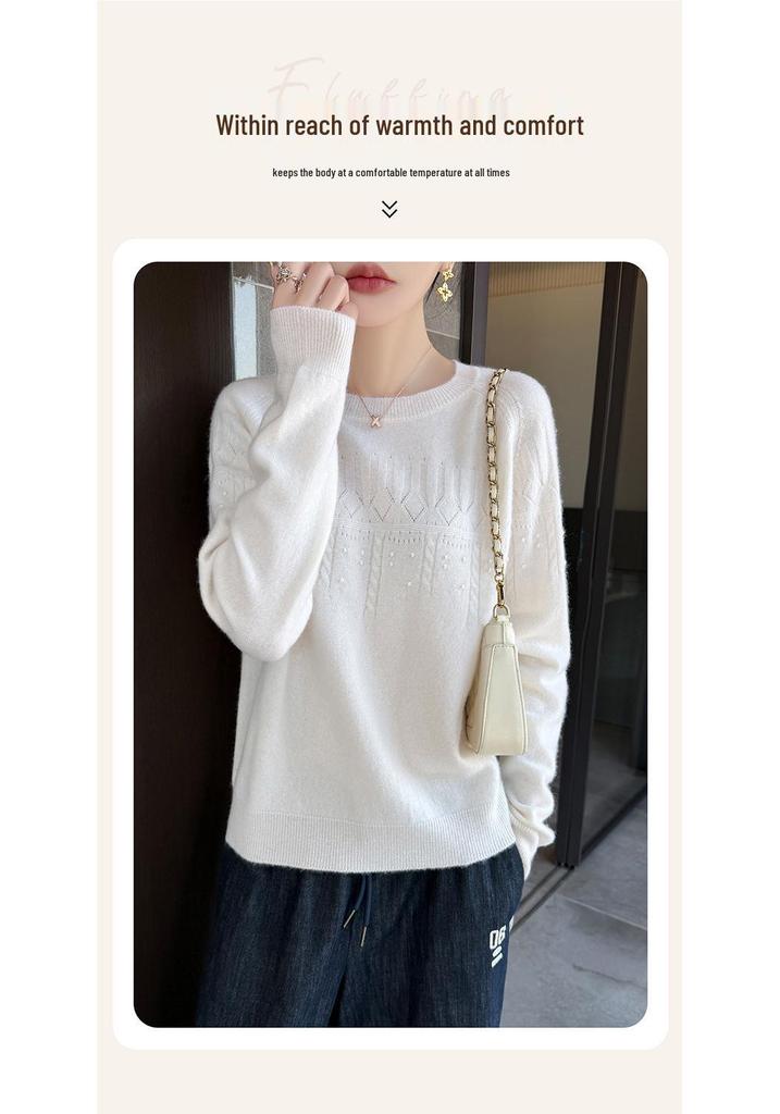 2026 Winter Pure Wool Puff Sleeve Round Neck Knit Sweater