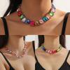 Buntes Strass-Kristall-Herz- und Wassertropfen-Halskette - Koreanischer Light-Luxury-Choker