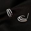 Banyan Tree S925 Silver Korean Trend Three-Layer C-Shaped Earrings - Simple, Elegant Style for Women