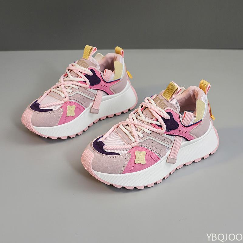 New Thick Soled Sports Trend Women's Sports Shoes Niche Casual Comfortable Height Increasing Lace Up Women's Running Shoes