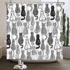 Cat Printed Shower Curtain Cartoon Animal Bath Curtains Bathroom For Bathtub Bathing Cover Shower Curtains with 12 Pcs Hooks