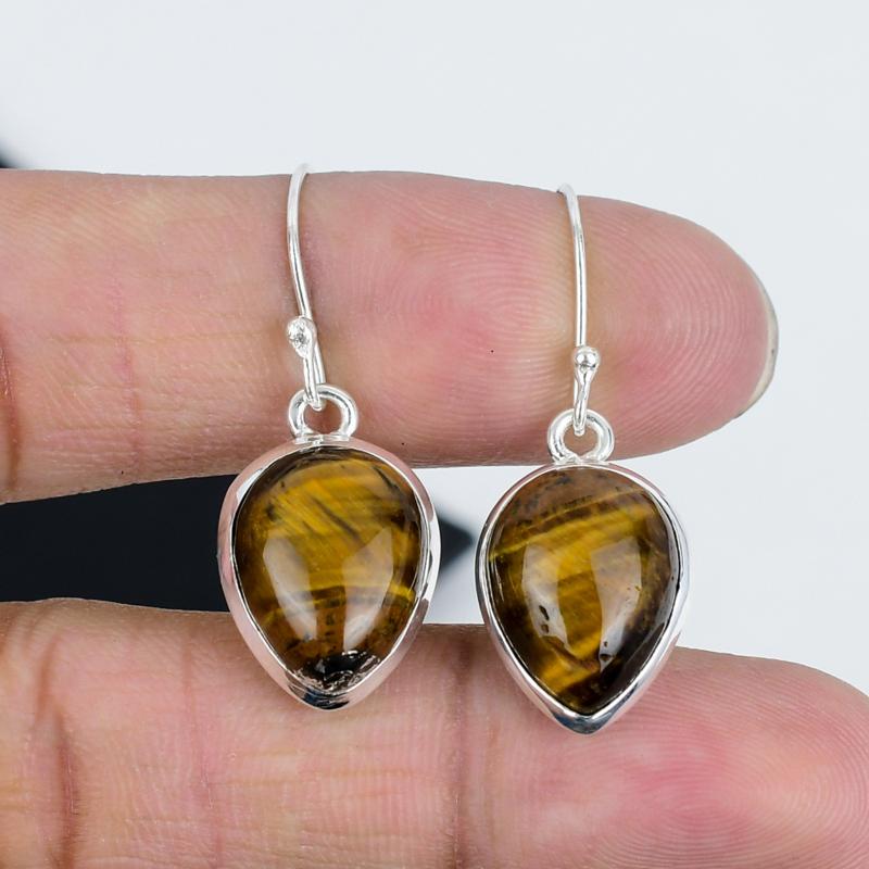 Naturaal Tiger Eye Gemstone Earrings, 925 Sterling Silver Earring, Handmade Boho Silver Jewelry Dangle Earrings, Wadding Gifts