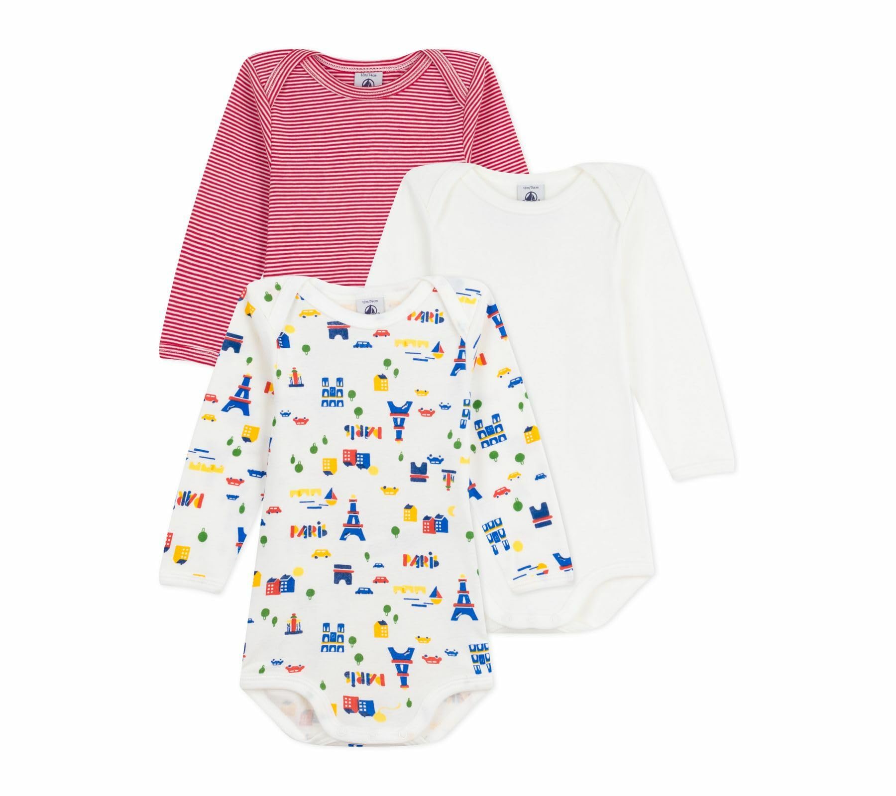 

Petit Bateau Long Sleeve Bodysuit Set Multicolor 6 67cm (3-Piece Set), 1, Months,