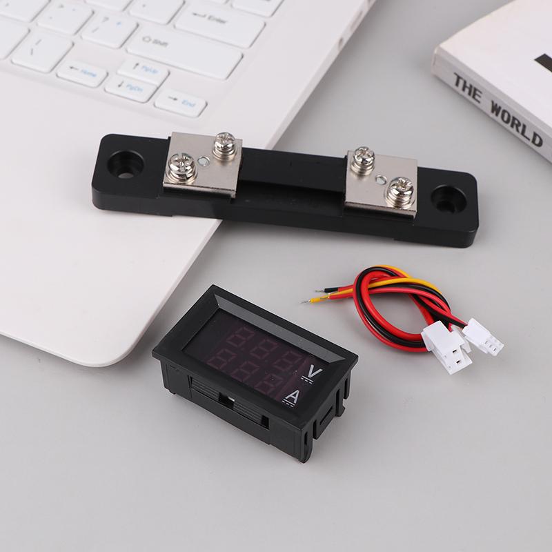 Mini digitální voltmetr ampérmetr DC 0-100V 50A Ampérmetr voltmetr proudový detektor tester 0,28" duální LED displej měřič + boční