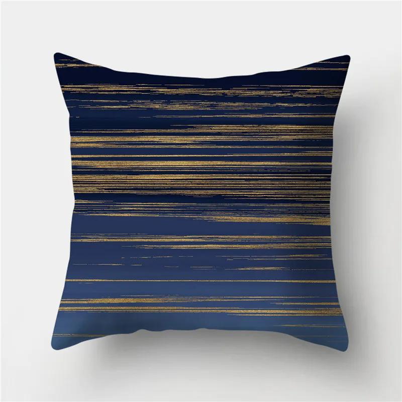 Sofa Cushion Pillow Home Decor Pillowcase Geometric  Cover Blue Grey  Decoration