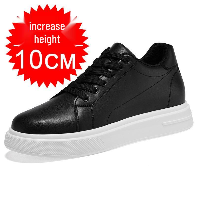 Pánské kožené tenisky zvyšující výšku o 8 cm - Bílé, Trendy silná podrážka, Prodyšné a ležérní sportovní styl