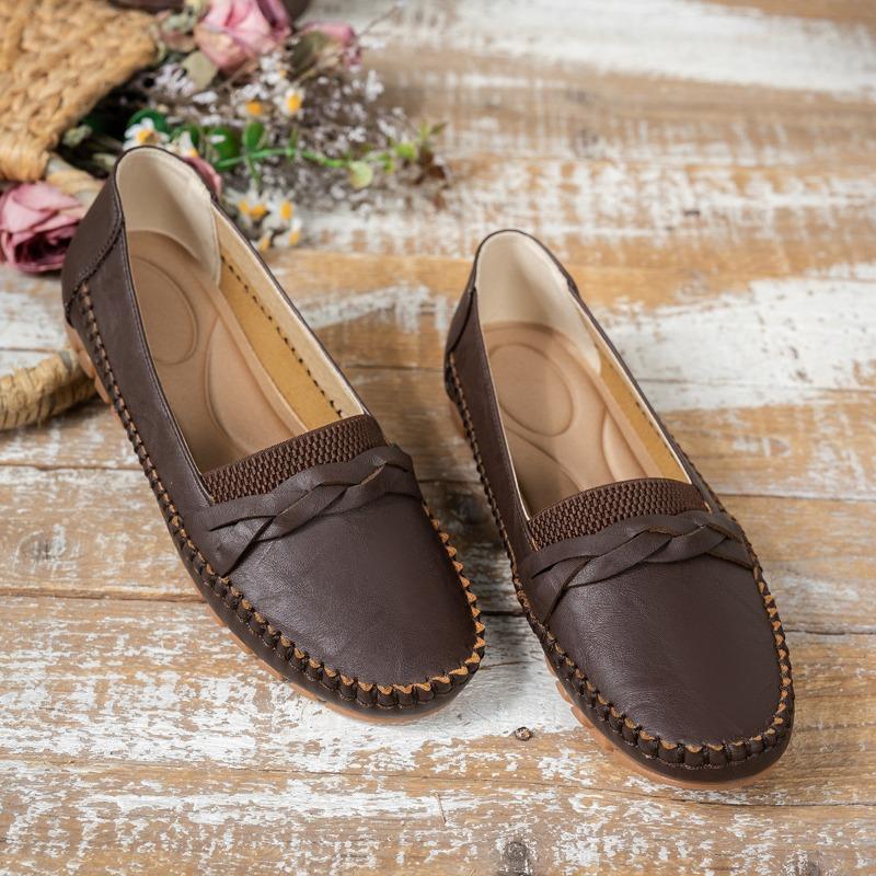 Large Size New Solid Color Bow Braided Flower Decoration for Women's Flat Loafers